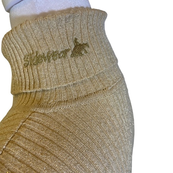 SLIDEWEAR western show top women's S/M ribbed gold tan metallic Bling embroidery - Picture 4 of 12